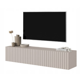 ТВ-тумба Telire 140 см, сіро-бежева, з ламельним фасадом - Selsey Design