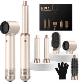 Багатофункціональний стайлер для волосся Haarstyler 6-в-1: фен-щітка, випрямляч, плойка, насадки для об'єму та локонів (Золото-Помаранчевий)