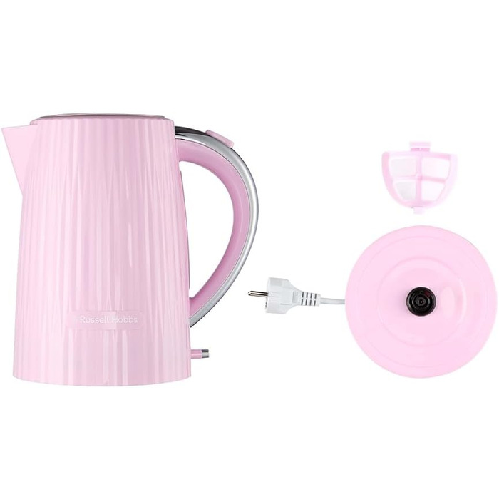 Електричний чайник Russell Hobbs Eden Raspberry 27362-70, 1.7 л, 2400 Вт, малиновий, зі сталевими акцентами та фільтром від накипу