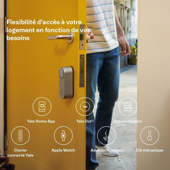 Yale Linus Smart Lock L2 срібний — розумний дверний замок із віддаленим керуванням, безключовий доступ, мобільний додаток, DIY-установка