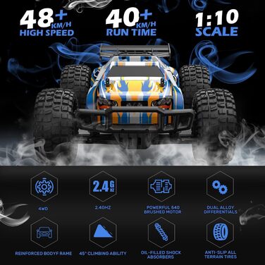 Радіокерований позашляховик DEERC 9205E 1:10 4WD, 48 км/год, 2 акумулятори - іграшка для дітей та дорослих