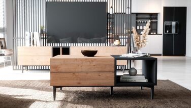Журнальний стіл Newfurn чорний, дикий дуб, вінтаж індастріал, 100x40x55 см, для вітальні, у стилі лофт