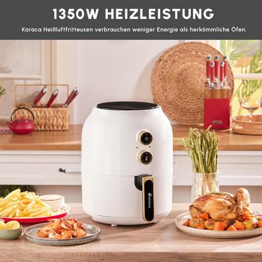 Аерофритюрниця Karaca Multifry 3,5 л 1350 Вт біла, енергозберігаюча, легке очищення, здорова смаження, аерофрайєр