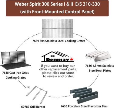 Чавунна решітка Denmay 7638 для гриля Weber Spirit I/II E/S 310, 320, 330, Genesis Silver B/C, 44,5x30,3 см