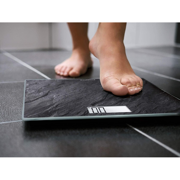 Електронна вага Soehnle Style Sense Compact 300 Slate, чорна, до 180 кг, LCD-дисплей, велика платформа, ультратонкий дизайн