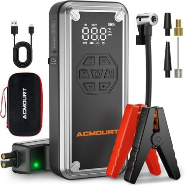 Powerbank для авто Acmount Starthilfe з компресором, 7000A, 150PSI, LCD, LED, для бензинових та дизельних авто (до 9L/8L)