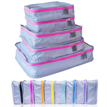 Набір органайзерів для подорожей MUMI Packing Cubes, 5 шт., органайзер для одягу в валізу та сумку, сірий/рожевий