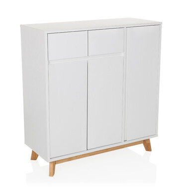 Тумба для взуття / комод ESTHA 80x34x85 см 2 висувних ящика 3 двері білий hjh LIVING