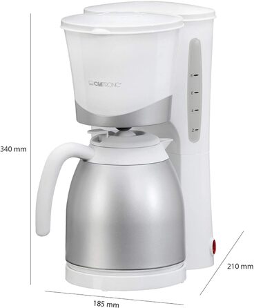 Кавоварка Clatronic KA 3327 з термокухлем, фільтраційна, 1 л, 8-10 чашок, авто-вимкнення, біла