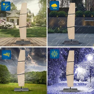 Чохол для парасольки SPRINKS® до 300 см, бежевий (260x40/70/50 см) - захист від УФ-променів та негоди, з допоміжним стрижнем
