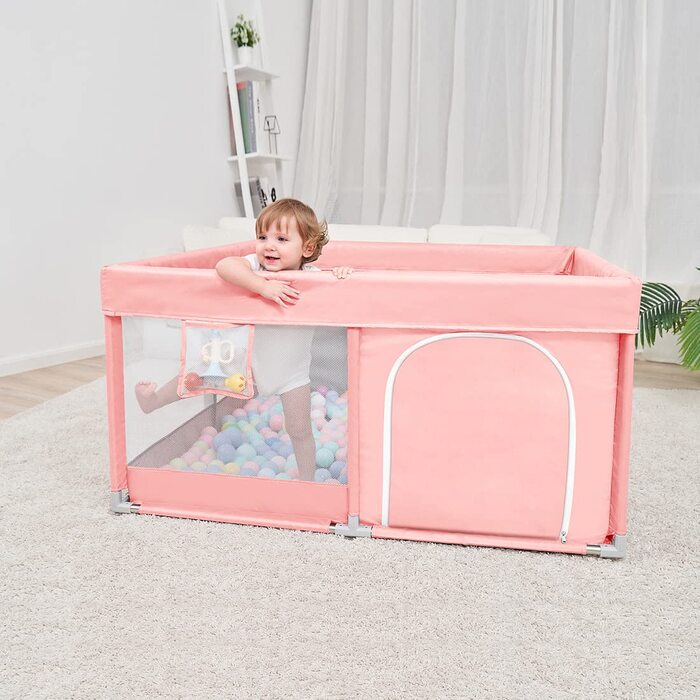 Дитячий манеж PandaEar 127×127 см, складний, безпечний, з дихаючою сіткою для дому та вулиці