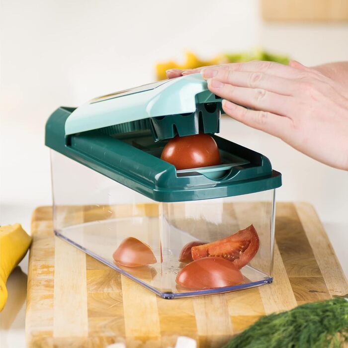 Набір для нарізки овочів Genius Nicer Dicer Fusion, 13 частин, смарагдовий, для нарізки, тертя, кубиків, кухонний аксесуар, 26.5 x 11.5 x 14.5 см