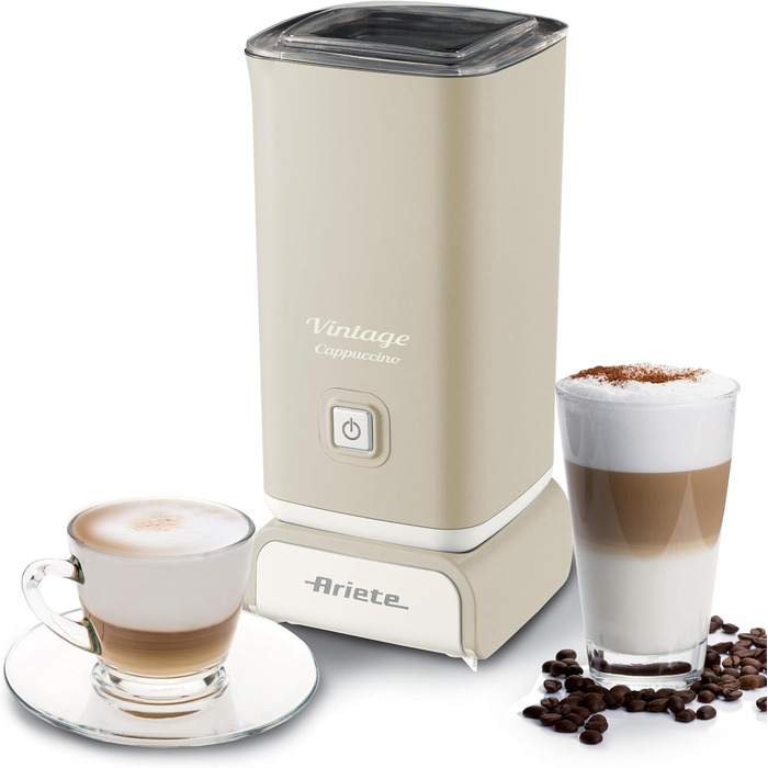 Ariete Vintage Cappucino 2878: Електричний спінювач молока ретро-стилю для капучино та гарячого шоколаду, 250 мл, 500 Вт, Бежевий