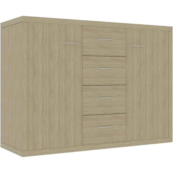 Комод vidaXL з 4 шухлядами та 2 дверцятами, дуб Сонома, 88x30x65 см, багатофункціональна шафа для вітальні, ДСП