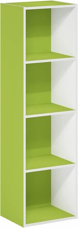 Furinno Pasir 4-рівнева відкрита книжкова полиця, зелено-біла, кубічна конструкція