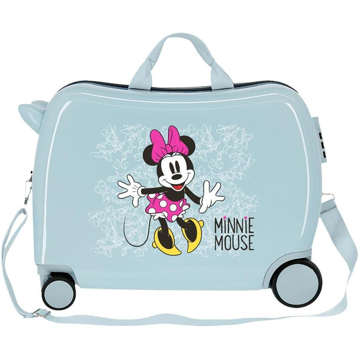 Дитяча валіза Disney Minnie Enjoy the Day, 50x38x20 см, жорсткий корпус ABS, 34 л, 2,1 кг, 4 колеса, кодовий замок, блакитна