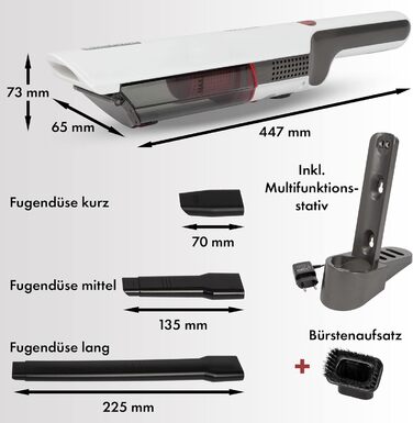 Пилосос ручний ProfiCare PC AKS 3102 без мішка для авто і дому, акумуляторний, 3 насадки, док-станція, до 25 хв автономної роботи