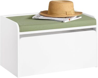 Дитяча іграшкова скриня SoBuy KMB80-W з подушкою, біла, 60x35x34 см