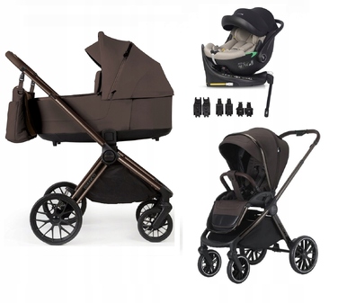 Дитячий візок 4в1 ADAMEX BUZ PRO i-size з поворотним шасі, колір Bianco Chocolate Brown