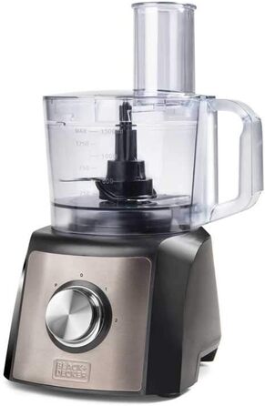 Кухонний комбайн BLACK+DECKER BXFPA1200E, 1200Вт, 1,5л, 2 швидкості, турборежим, 8 насадок, антивідбиткове покриття, ножі з нержавіючої сталі, BPA-free