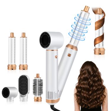 Airstyler 5 в 1 1000W з насадками для укладки, випрямлення та завивки волосся - білий