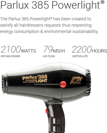 Фен Parlux Powerlight Black для волосся, чорний, професійний