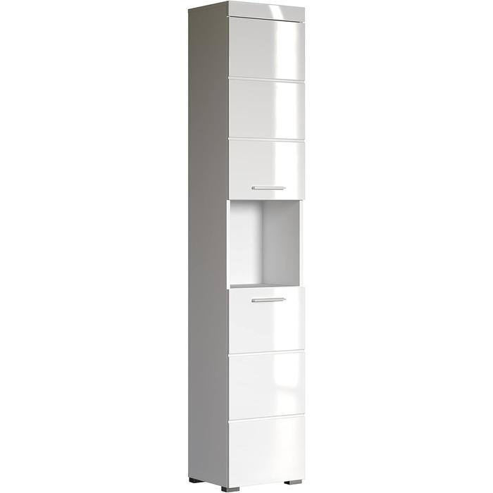 Висока шафа для ванної trendteam Amanda, білий глянцевий, 37x190x31 см, сучасний дизайн