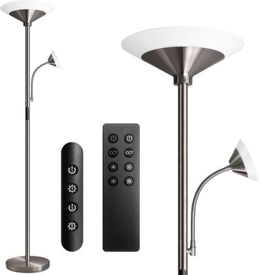 Торшер BBHome LED 33Вт, диммований, з нічником 6Вт, 3000K-6500K, з пультом і сенсорним керуванням, для вітальні, спальні, офісу, чорний