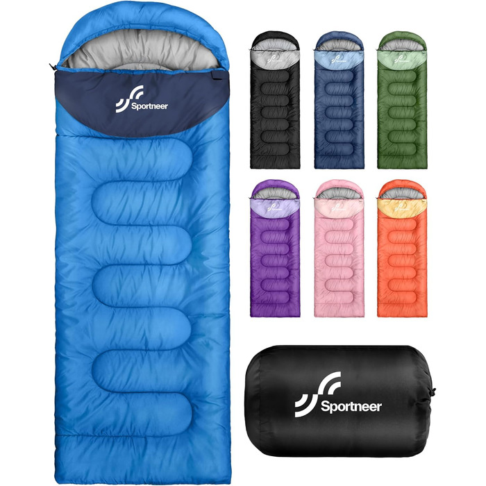Спальний мішок Sportneer Outdoor у формі ковдри, блакитний (220x80 см, 2 кг)