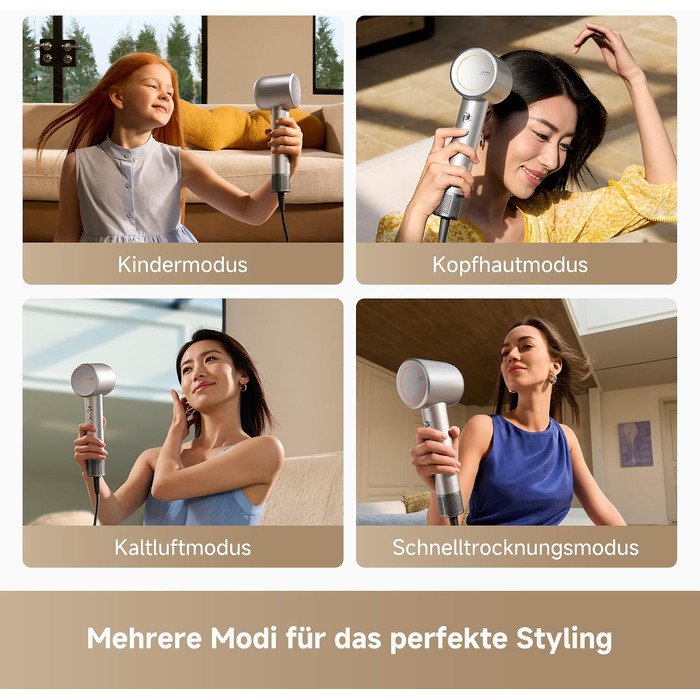Фен для волосся MOVA Shine 10 з технологією Moisture Caring, безщітковий мотор 110 000 об/хв, плазма-іонізацією та NTC-контролем температури, сріблястий