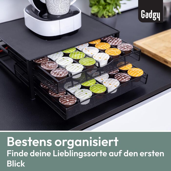 Тримач для капсул Dolce Gusto Gadgy на 72 капсул, металевий органайзер з 2 шухлядами