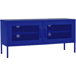 ТВ тумба vidaXL з 2 гратчастими дверцятами, сталева, марин-синя, 105x35x50 см, телевізійна підставка, Hi-Fi шафа