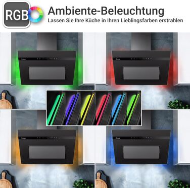 Витяжка для кухні KKT KOLBE Ploom PLOOM8005S 80 см, чорний матовий скляний корпус, потужність 782 м³/год, керування Smart WiFi App та SensorTouch, RGBW LED-підсвітка, режим рециркуляції та відводу