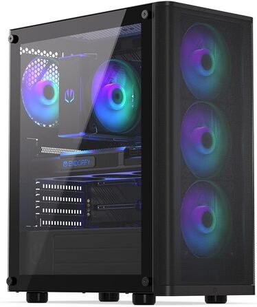 Ігровий корпус ENDORFY Ventum 200 ARGB ATX з 4 ARGB вентиляторами, загартованим склом та mesh-панеллю, компактний форм-фактор, широка сумісність з охолодженням