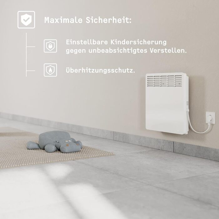 Електричний конвектор STIEBEL ELTRON CON 5 Premium 0,5 кВт для 6 м², настінний, енергоощадний, з LC-дисплеєм, таймером, VDE сертифікатом, безшумний режим