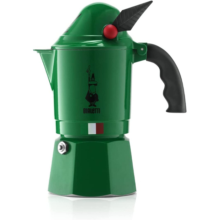 Bialetti Express Alpina — алюмінієва гейзерна кавоварка для плити, 3 чашки (130 мл), зелена
