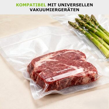 Пакети для вакууму Bonsenkitchen Profi VB3205, 28x40 см (100 шт) - для харчових продуктів, Sous Vide, міцні, без BPA