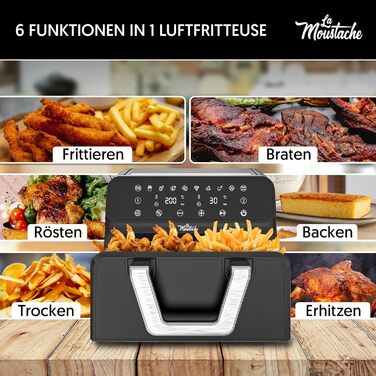 La Moustache Фритюрниця без олії 6,5 л, 1700 Вт, 8 програм, цифрове керування, антипригарна, таймер, з електронною книгою рецептів