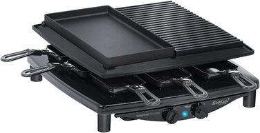 Раклетниця Steba RC 4 Plus Deluxe з антипригарною литою та натуральною кам'яною плитою, 8 емальованих лотків, 29x29 см, виробництво Німеччина
