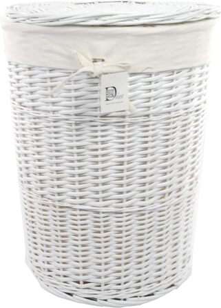 Кошик для білизни DVier з кришкою, круглий, плетений, білий, Ø46×62 см