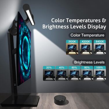 OOWOLF LED лампа для монітора 41 см з пультом, USB, захист очей, основне та фонове підсвічування, димірування, регулювання кольору, без мерехтіння, без відблисків, з бездротовим управлінням