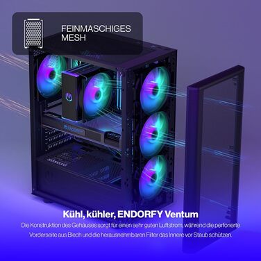 Ігровий корпус ENDORFY Ventum 200 ARGB ATX з 4 ARGB вентиляторами, загартованим склом та mesh-панеллю, компактний форм-фактор, широка сумісність з охолодженням