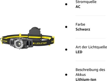 Ledlenser iH9R – міцний налобний ліхтар для майстрів, електриків та промисловості, акумуляторний або на батарейках, 2 енергорежими, мультиколірний LED, кріплення на каску