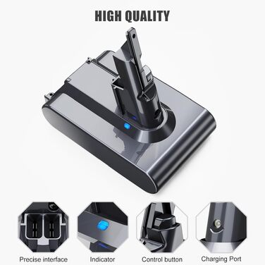 Акумулятор Vunzo 6000mAh для пилососа Dyson Animal Absolute Motörhead Fluffy Total Clean: Замінна батарея + 2 фільтри (V7-6000)