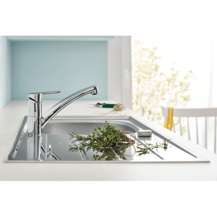 Змішувач кухонний GROHE Start Eco з плоским виливом, поворотний на 140°, хром (31685000)