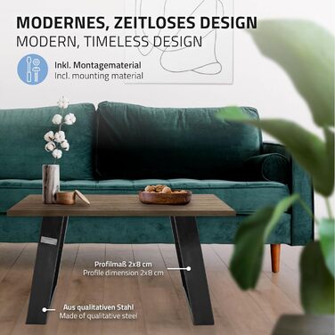 Комплект з 2-х металевих ніжок для столу ML-Design, 80° нахил, 40x43 см, індустріальний стиль, сталеві підставки для меблів, ніжки для лавки