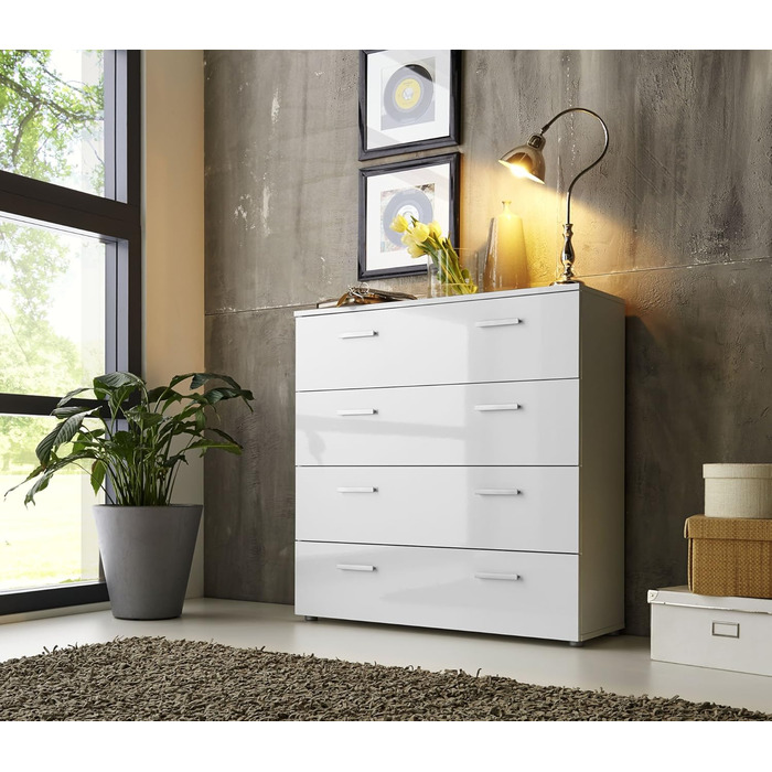 Комод BMG Marbella 3 з шухлядами, білий глянець, 91x88x32 см