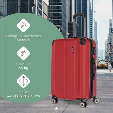Валіза Travelite City L, 77 см, об'єм 113-124 л, великий дорожній кофер-тролей, червоний