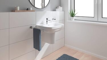 Змішувач для ванної кімнати Grohe Start, енергозберігаючий, з холодною водою в середній позиції, з поп-ап зливом, 17 см, хром, 23551002 S (198 мм)