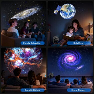 Проектор зоряного неба Galaxy 13-в-1, домашній планетарій з таймером, нічник-проектор галактики для дітей та дорослих, матовий чорний
